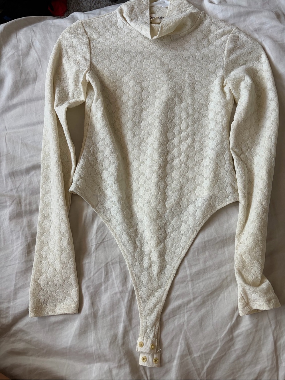 Open Edit Lace Bodysuit Cream XS